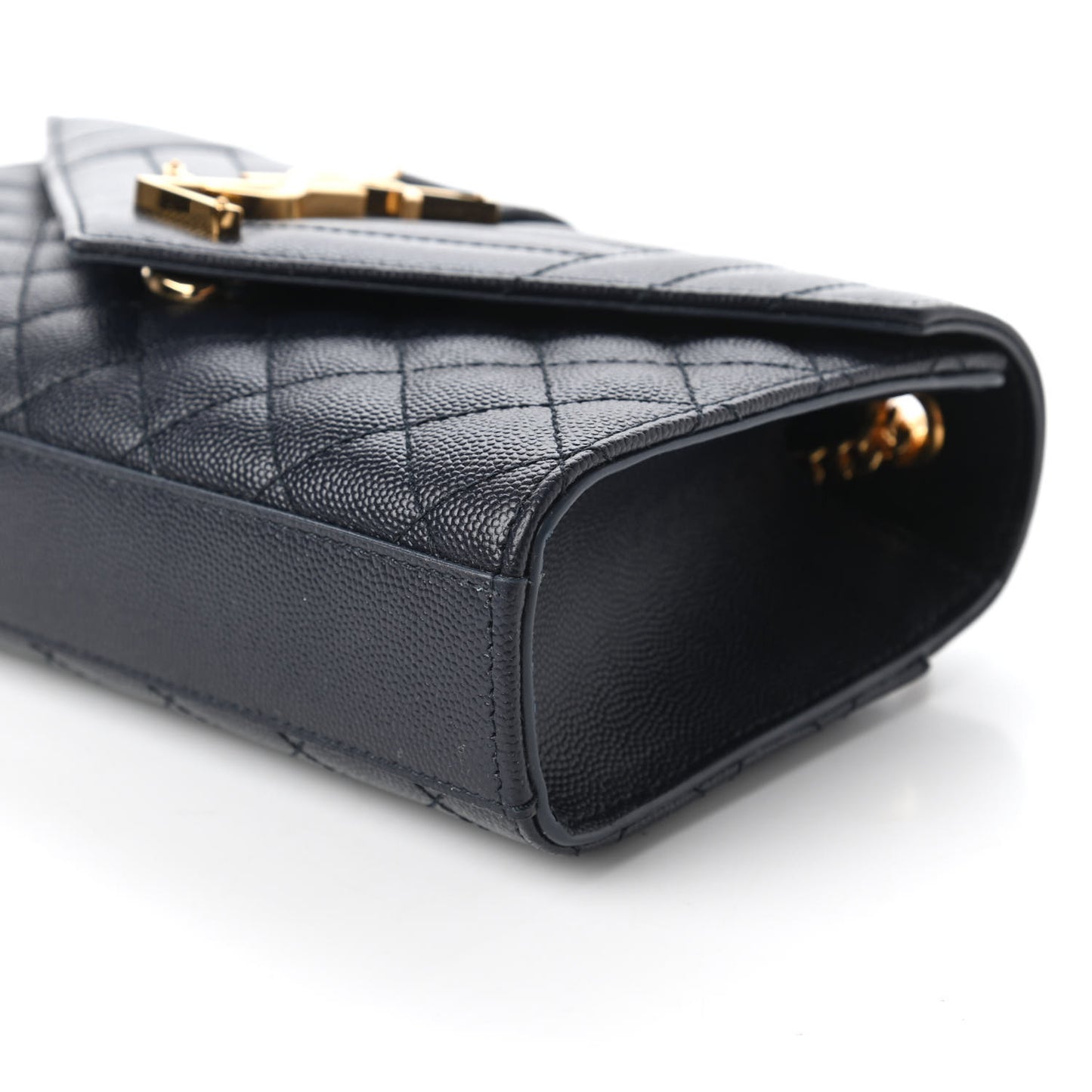Grain De Poudre Textured Mixed Matelasse Triquilt Small Monogram Satchel Navy Blue