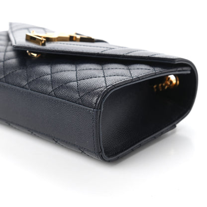 Saint Laurent Grain De Poudre Textured Mixed Matelasse Triquilt Small Monogram Satchel Navy Blue 7 of 9