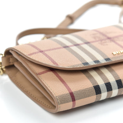 Burberry Haymarket Check Henley Wallet On Chain Mid Camel 7 of 10