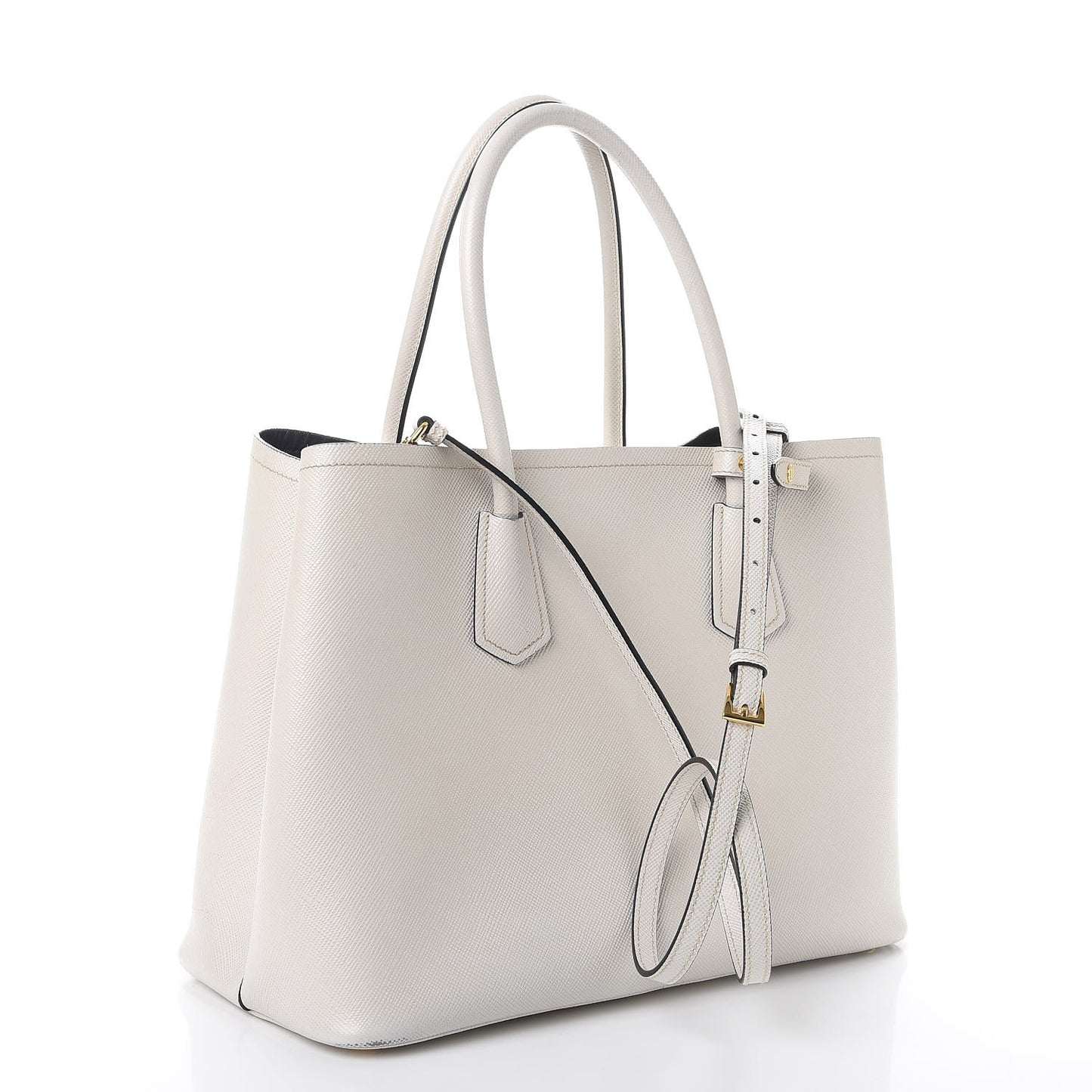 Saffiano Cuir Medium Double Bag Talco Nero Black
