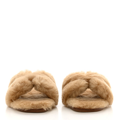 Hermes Woolskin Oran Sandals 37.5 Beige Argile 2 of 8