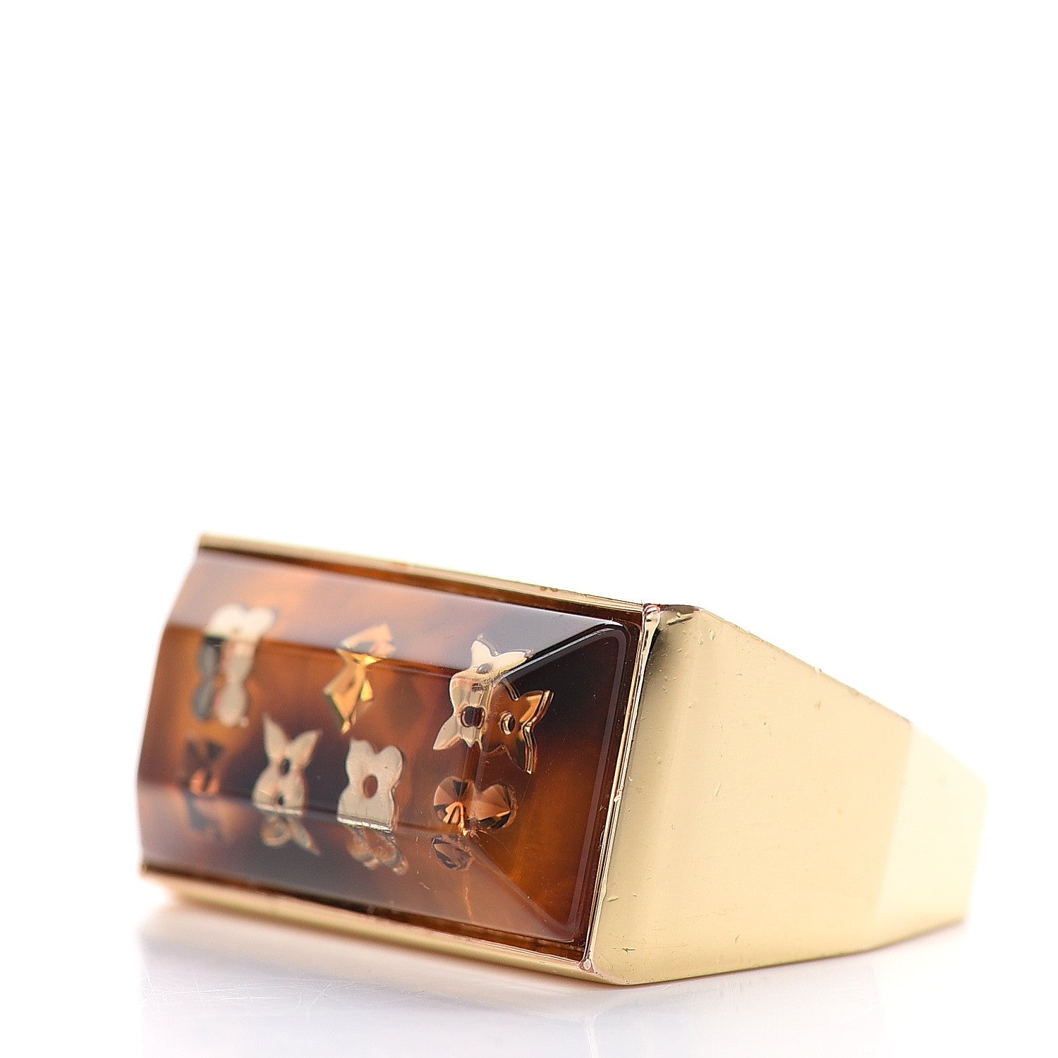 Louis Vuitton Resin Swarovski Crystal Inclusion Ring 6.5 Gold 2 of 7