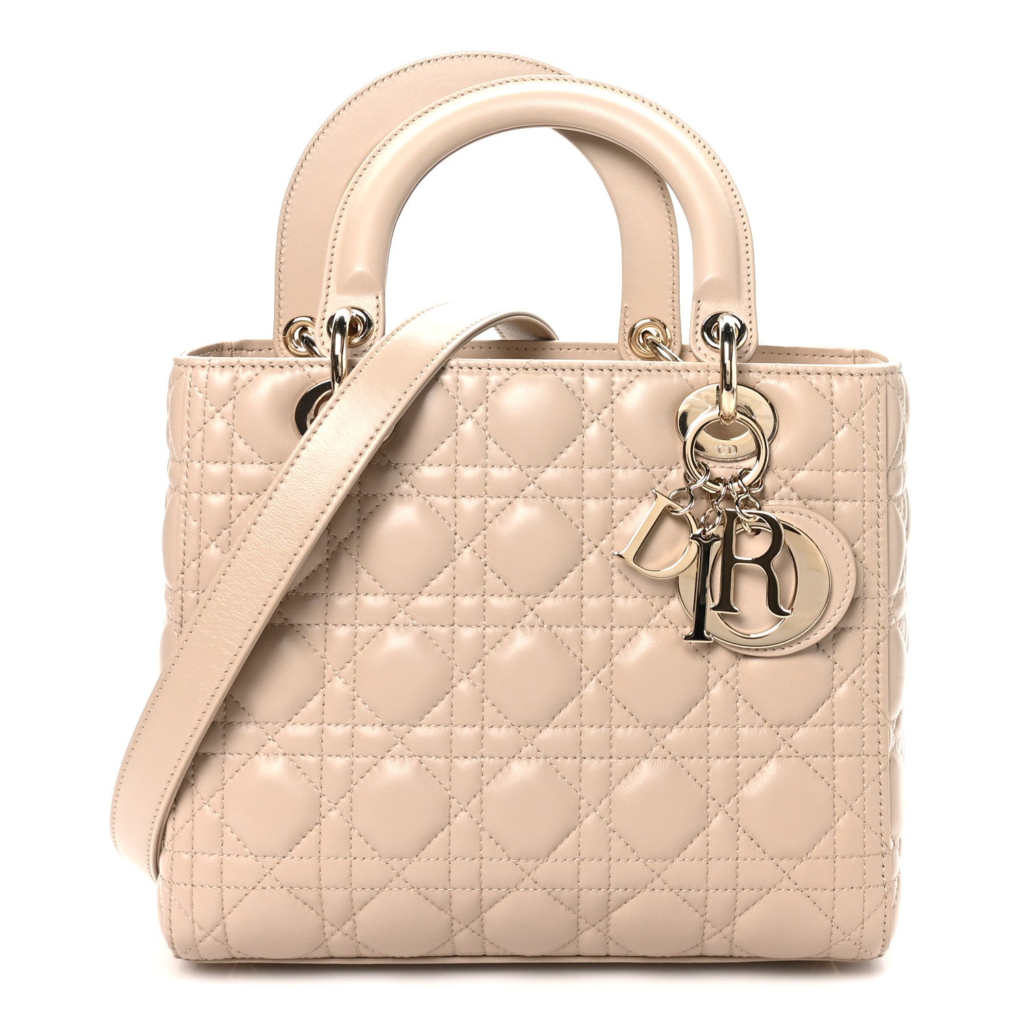 Christian Dior Lambskin Cannage Medium Lady Dior Powder Beige 1 of 9