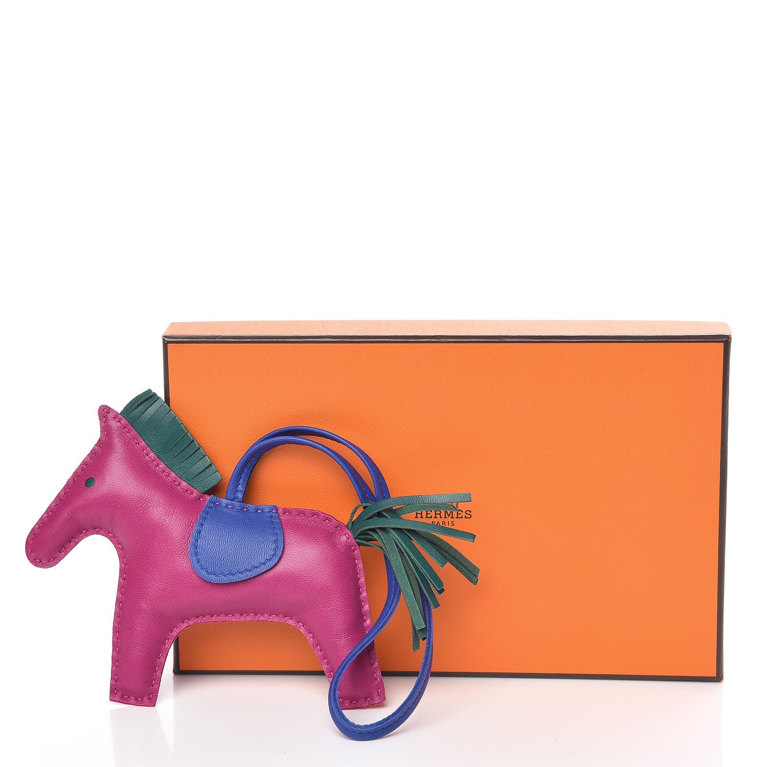 Hermes Milo Lambskin Grigri Rodeo Horse Bag Charm MM Rose Pourpre Malachite Bleu Electrique 5 of 5