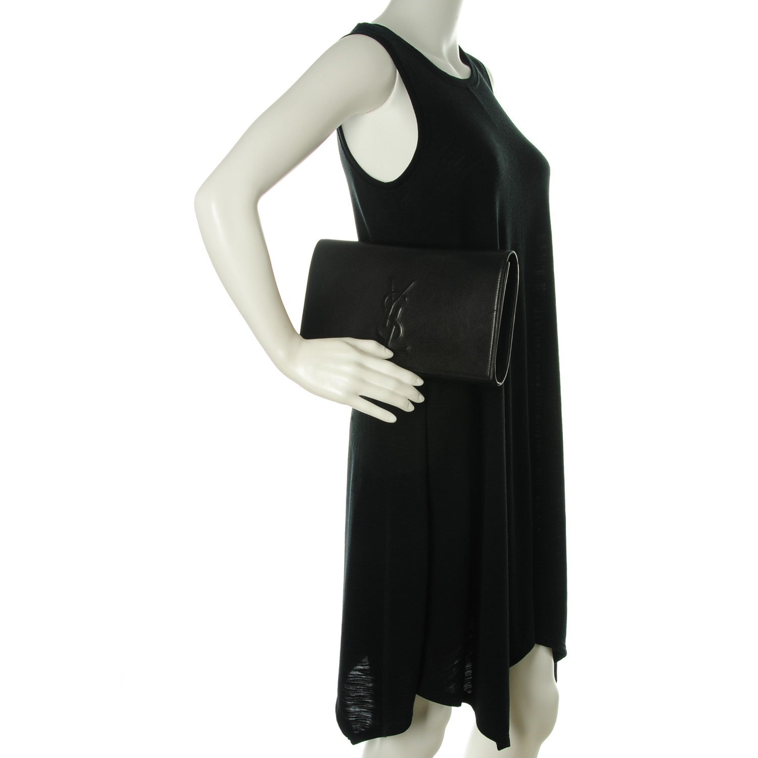 Saint Laurent Goatskin Monogram Large Belle De Jour Clutch Black 2 of 7