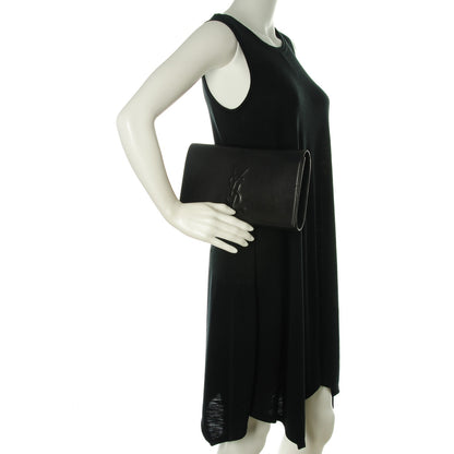 Saint Laurent Goatskin Monogram Large Belle De Jour Clutch Black 2 of 7