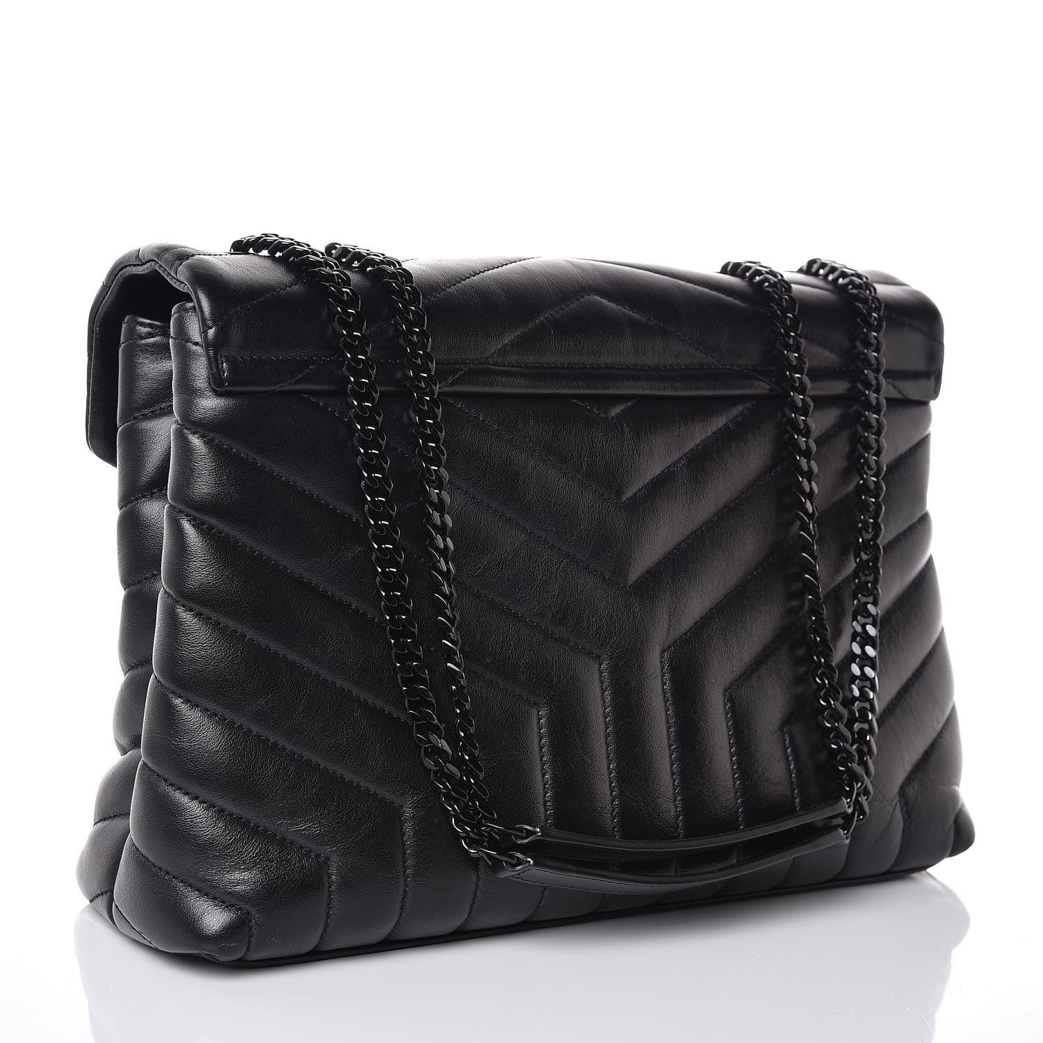 Saint Laurent Calfskin Y Quilted Monogram Medium Loulou Chain Satchel Black 3 of 10