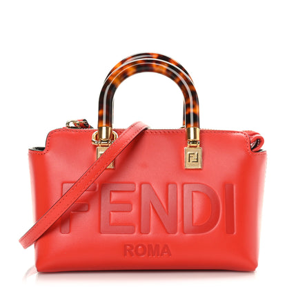 Fendi Vitello King Plexiglass Logo Embossed Mini By The Way Top Handle Boston Bag Papavero 1 of 9