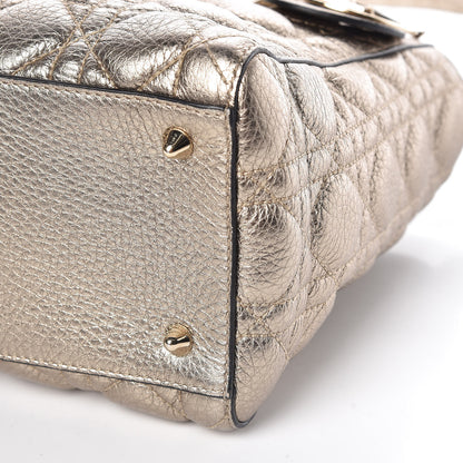 Christian Dior Metallic Grained Calfskin Cannage Small Supple Lady Dior Pale Gold 10 of 10