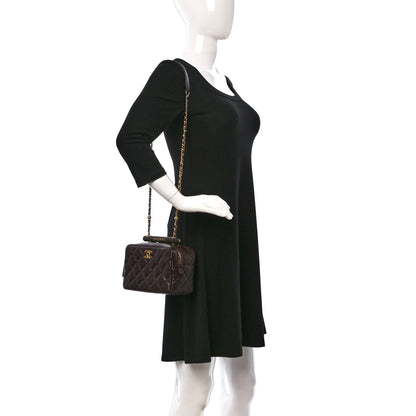 Chanel Lambskin Quilted Mini Wenge Wood Bowling Bag Burgundy 2 of 11