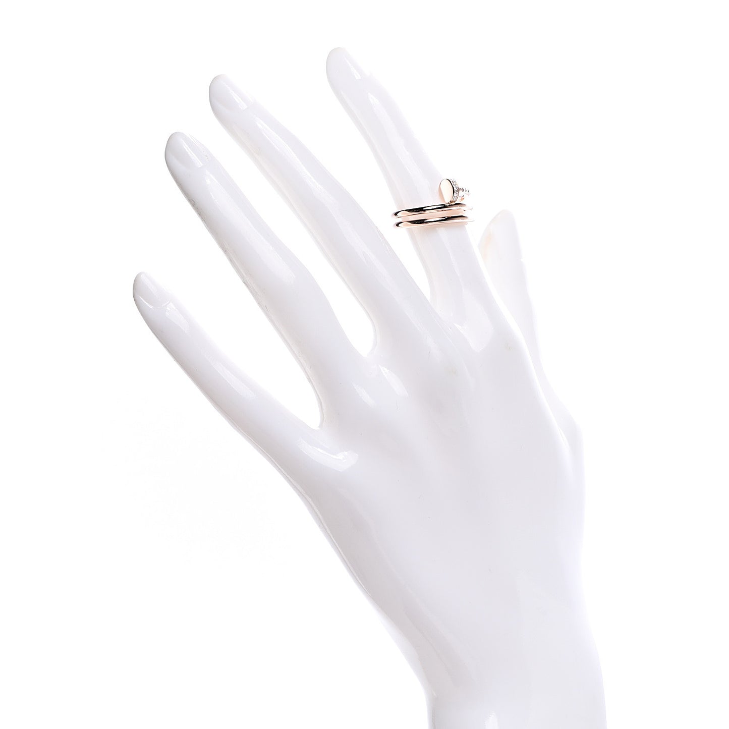 18K Pink Gold Diamond Double Juste Un Clou Ring 51 5.75