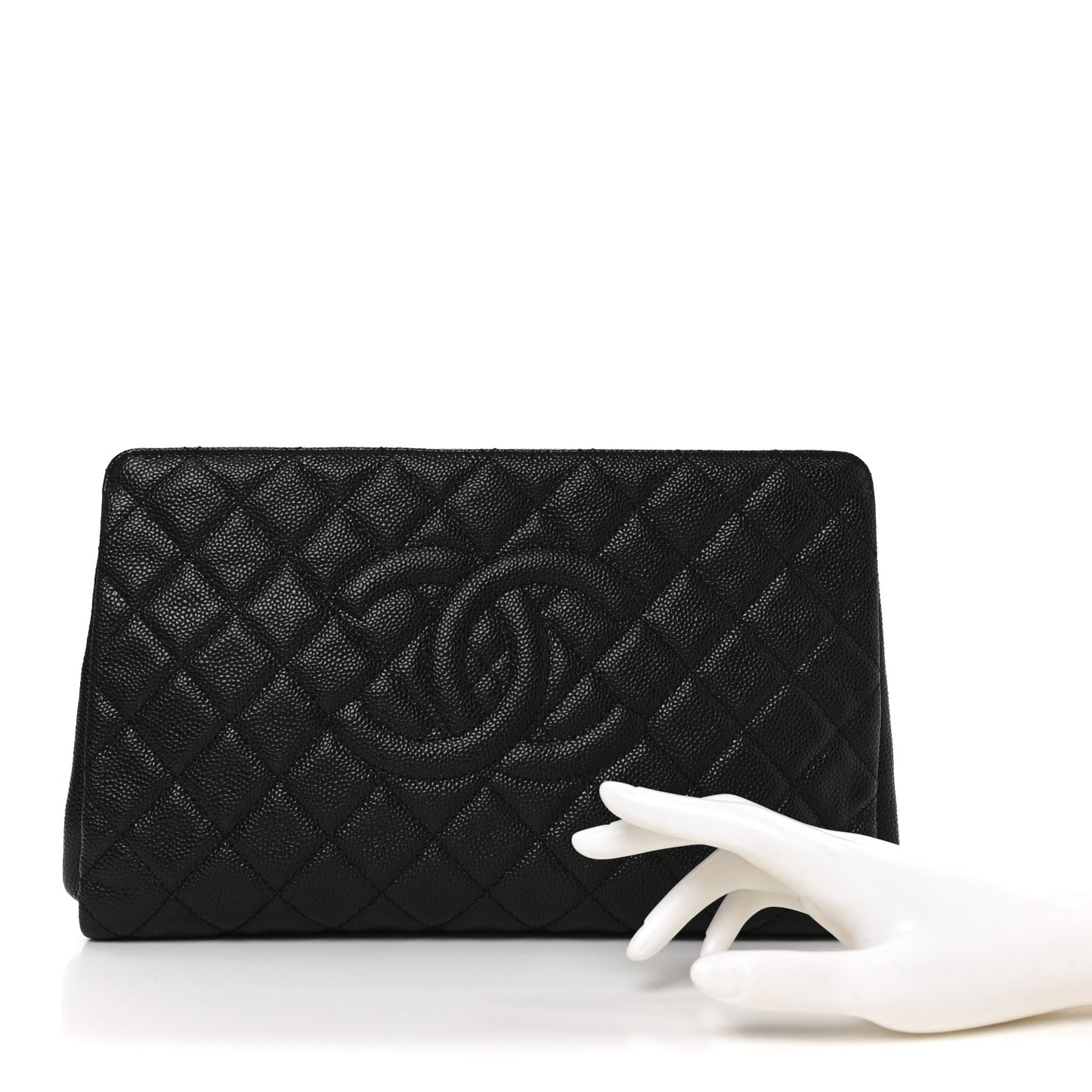Caviar Quilted CC Large Clutch Black