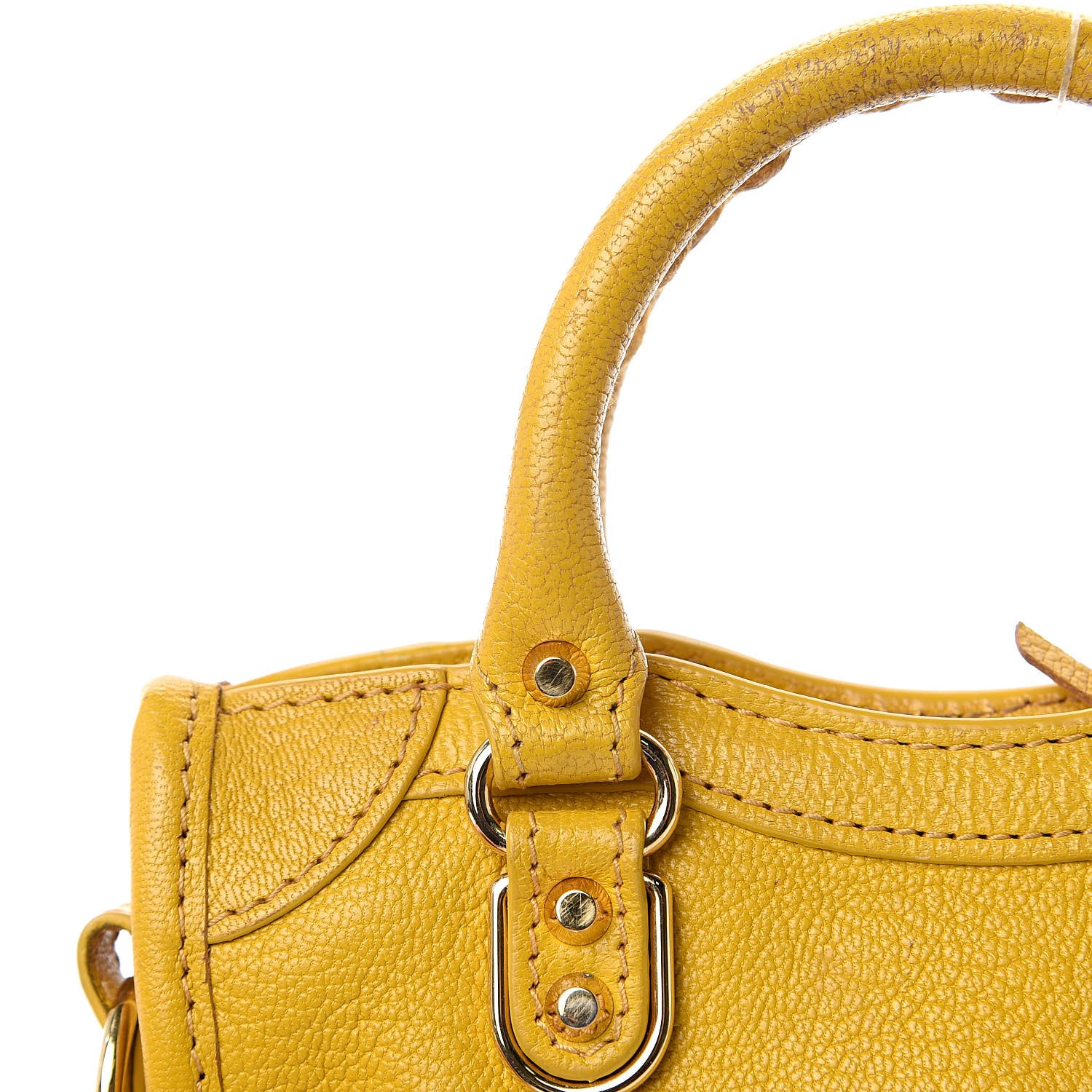 Balenciaga Chevre Silver Metallic Edge Hardware Nano City Jaune Epi 12 of 14