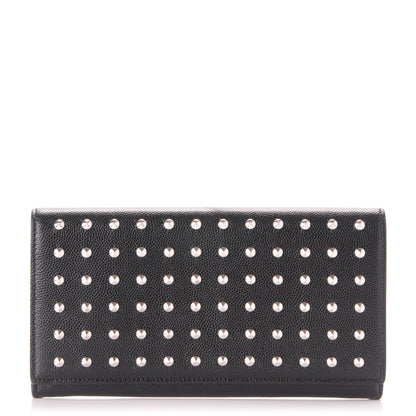 Saint Laurent Grain De Poudre Studded Classic Marquage Flap Wallet Black 1 of 8