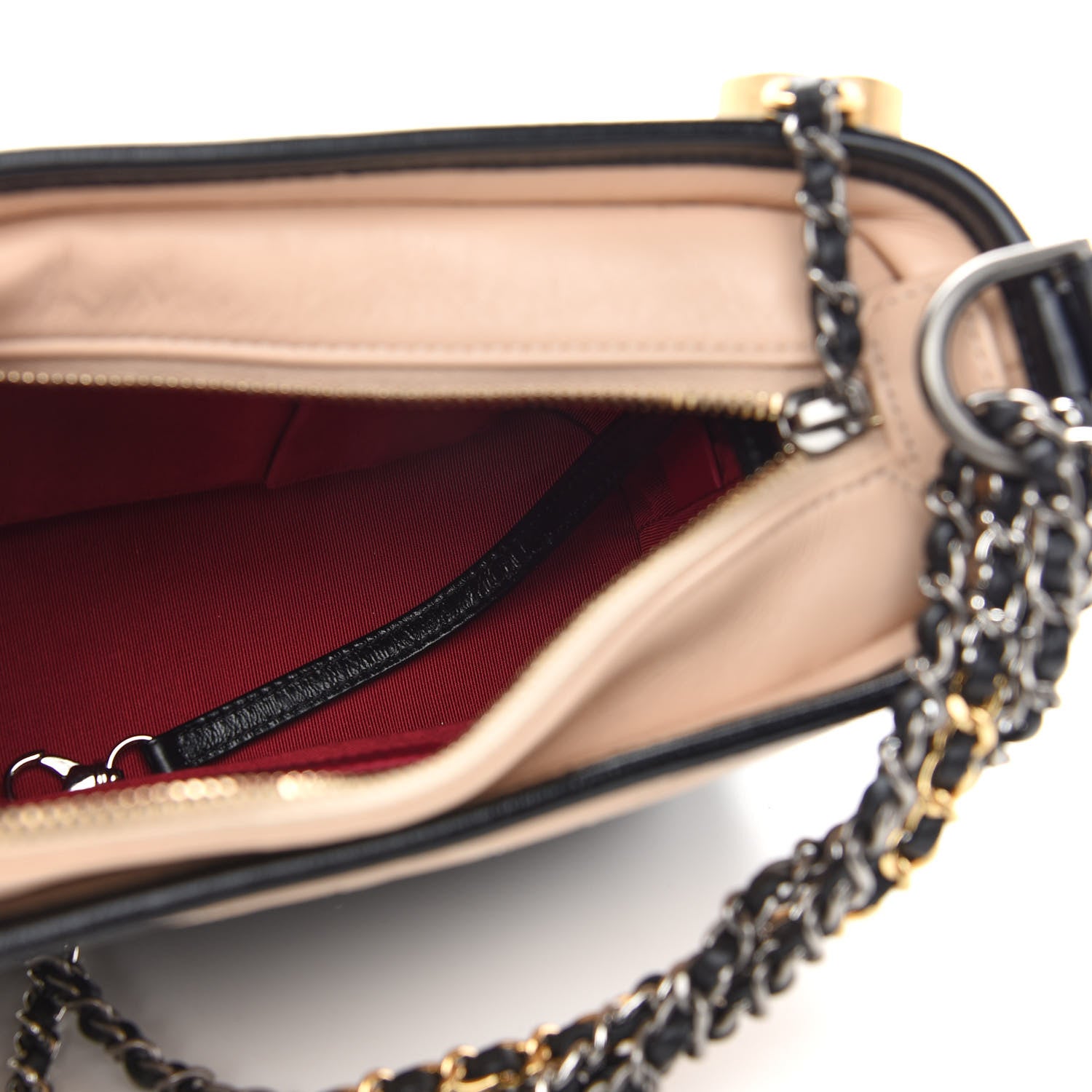 Chanel Aged Calfskin Quilted Small Gabrielle Hobo Beige Black 5 of 9