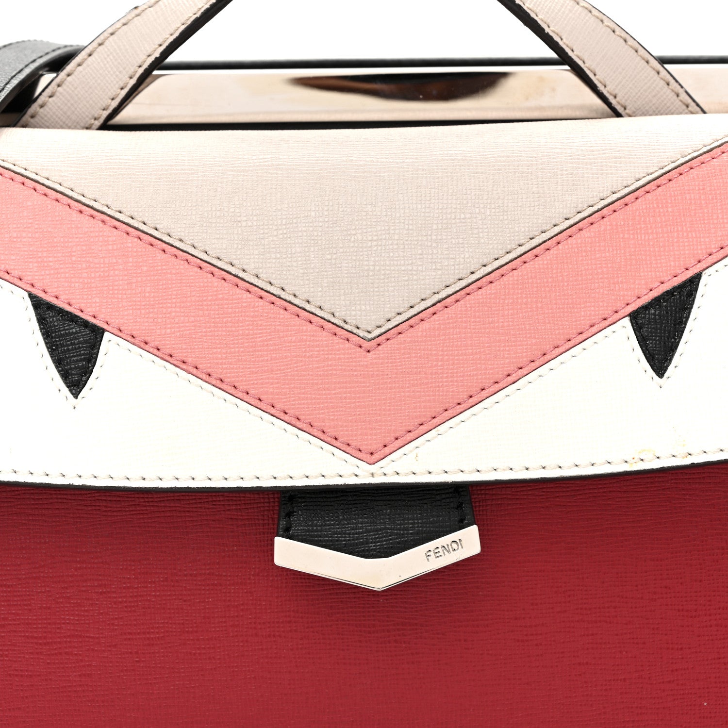 Fendi Vitello Elite Monster Mini Demi Jour Shoulder Bag Ribes Grigio Polvere Carbone 8 of 10