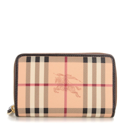 Burberry Haymarket Check Compact Zip Around Wallet Chocolate 1 of 7