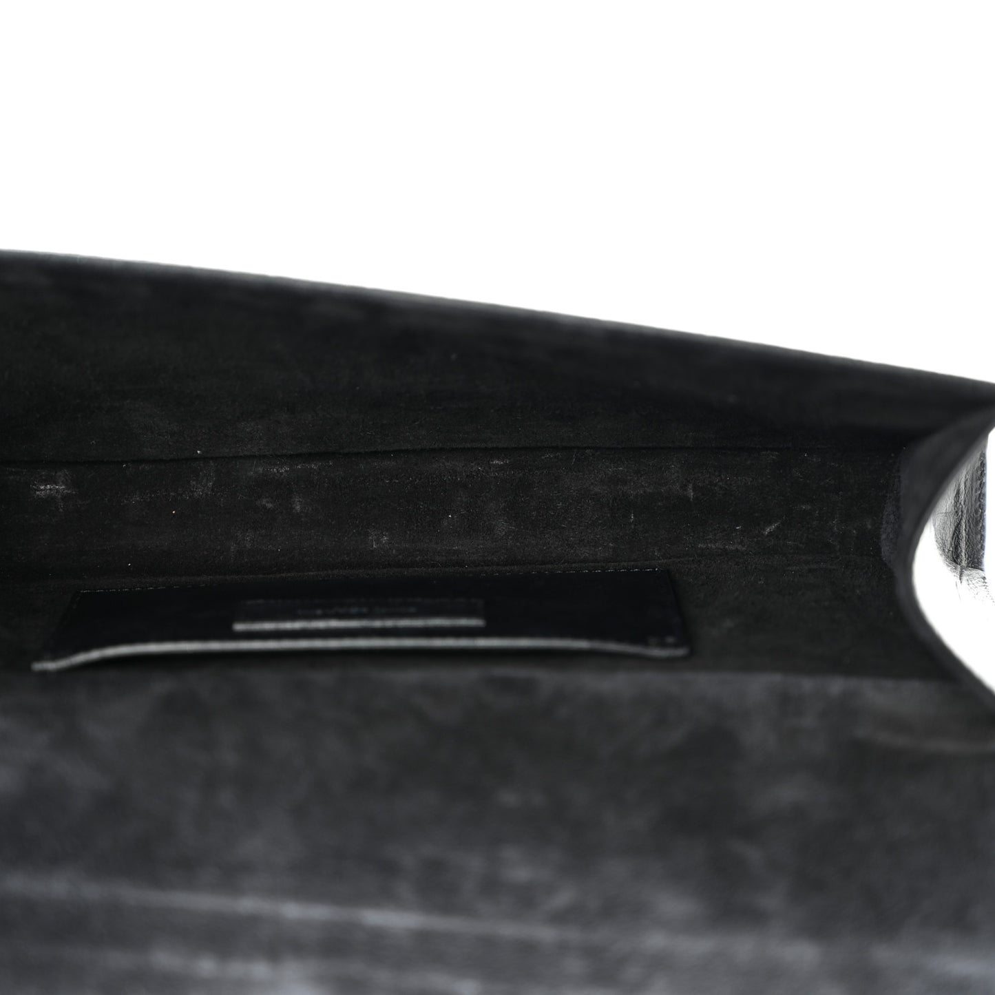 Calfskin Crocodile Embossed Classic Monogram Tassel Clutch Black