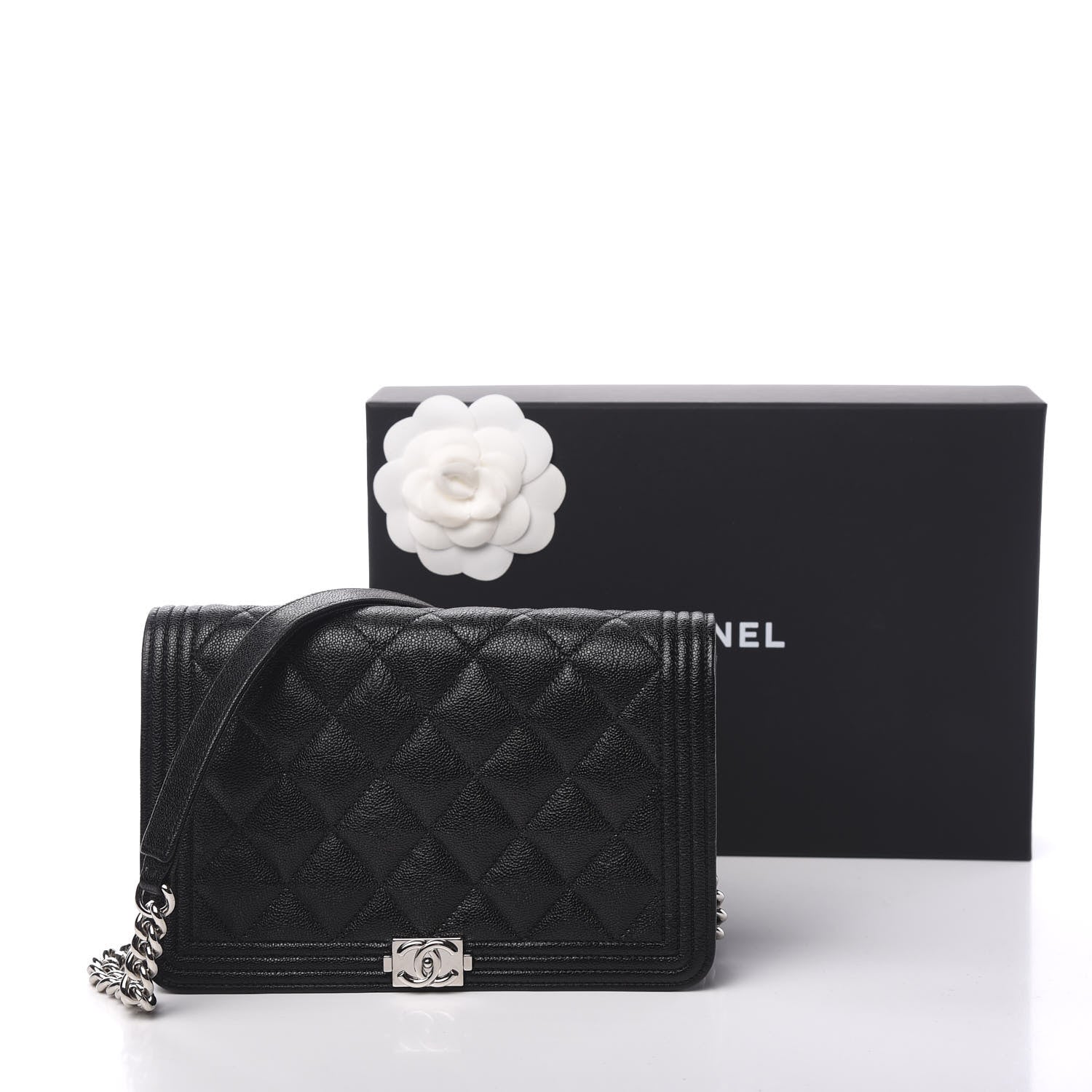 Chanel Caviar Quilted Boy Wallet On Chain WOC Black 13 of 13