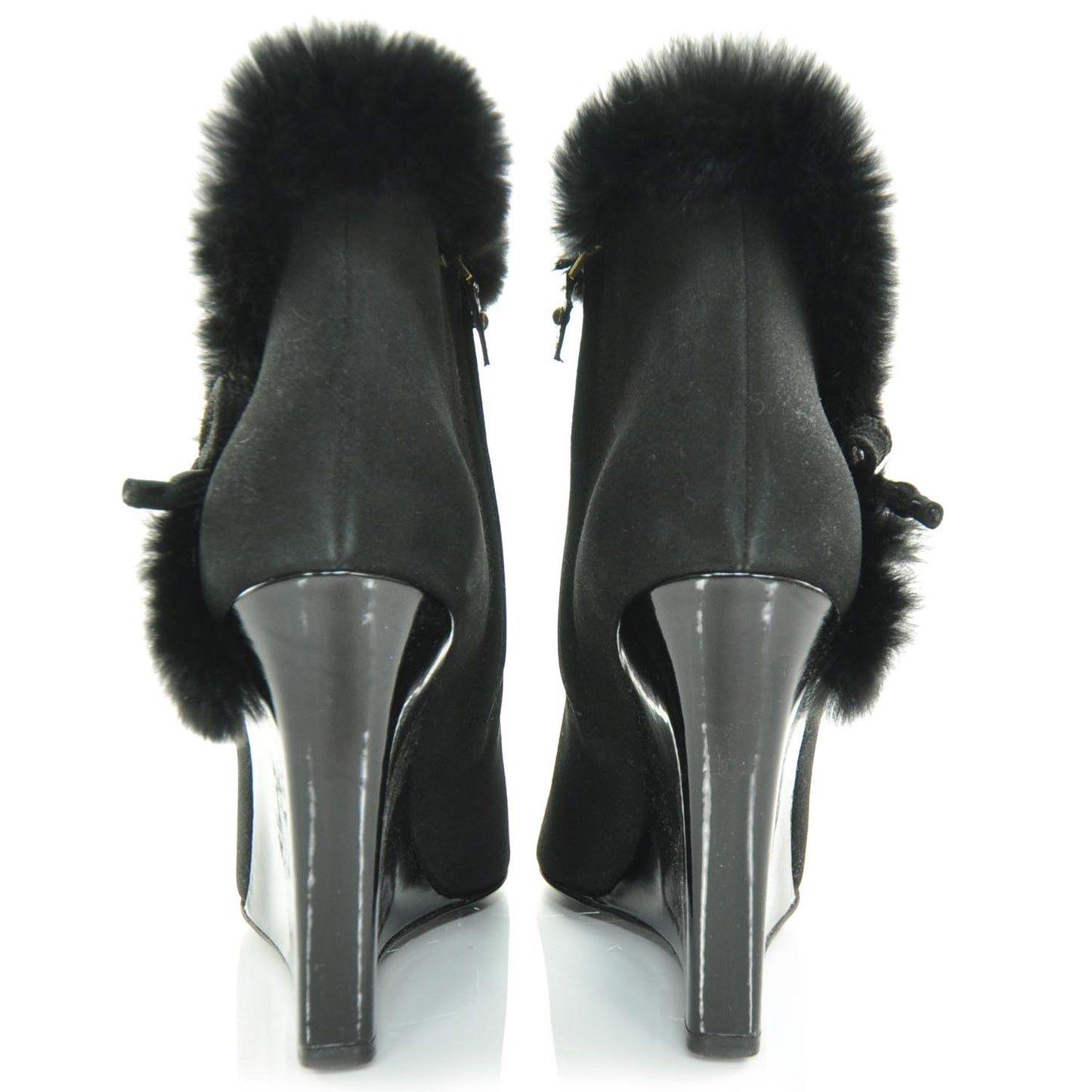 Suede Rabbit Fur Glacier Boots 38.5 Black