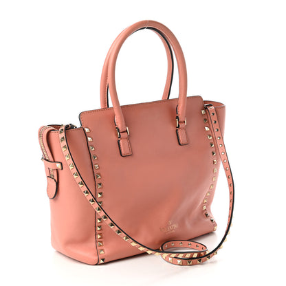 Valentino Garavani Vitello Rockstud Double Handle Tote Coral 3 of 15
