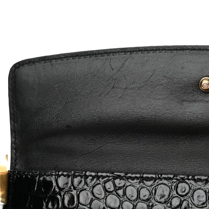 Balenciaga Shiny Calfskin Graffiti Logo Crocodile Embossed Medium Ghost Shoulder Bag Black White 12 of 13