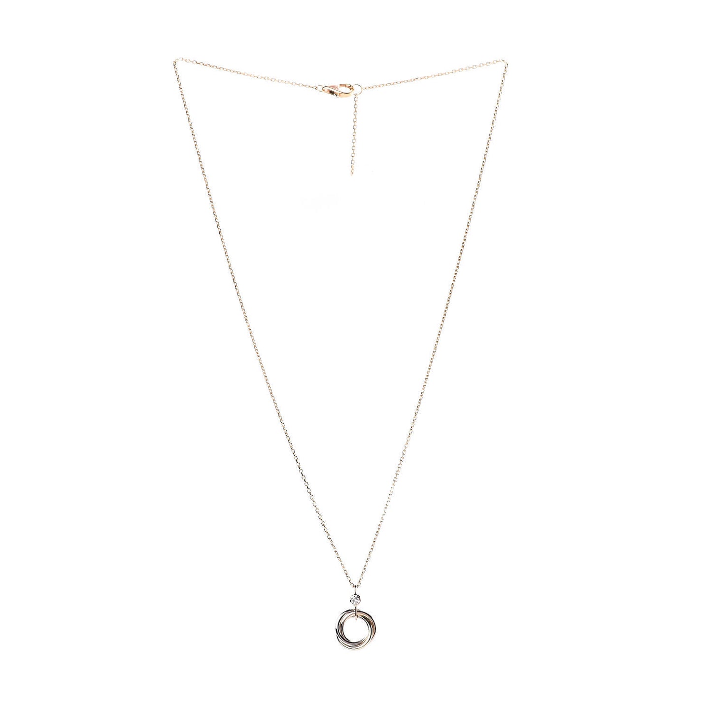 18K Pink Yellow White Gold Diamond Trinity Pendant Necklace