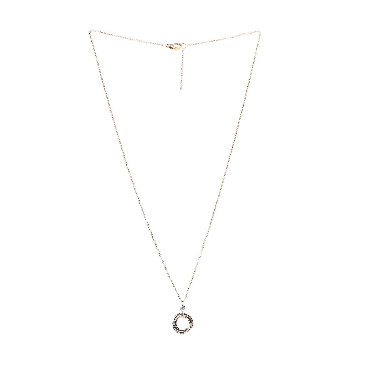 Cartier 18K Pink Yellow White Gold Diamond Trinity Pendant Necklace 3 of 5