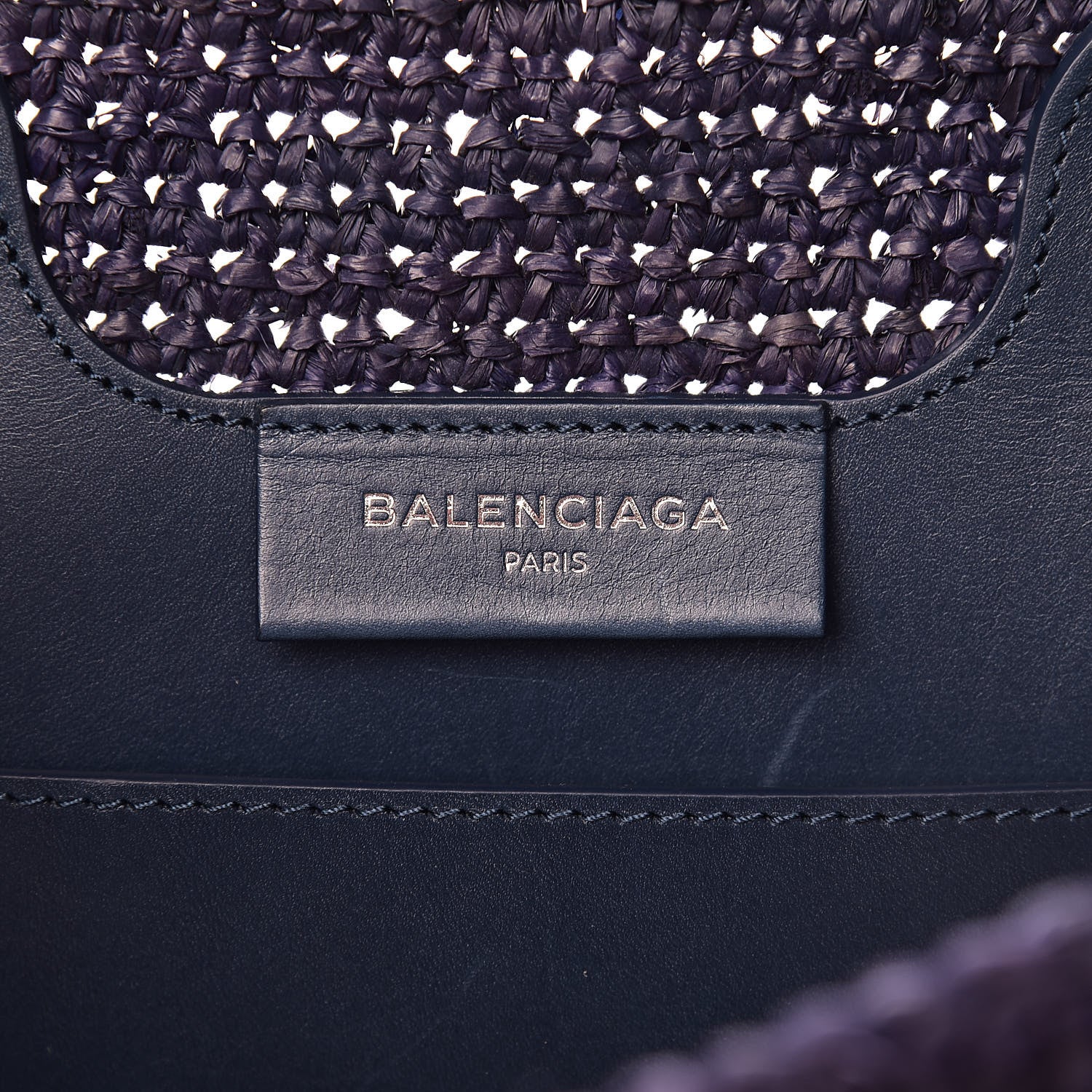 Balenciaga Raffia Bi-Color Panier Basket Tote Natural Bleu Tanzanite 6 of 12