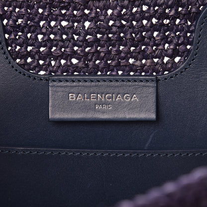 Balenciaga Raffia Bi-Color Panier Basket Tote Natural Bleu Tanzanite 6 of 12