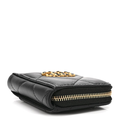 Chanel Lambskin Quilted Chanel 19 Vertical Zip Card Holder Wallet Black 4 of 11