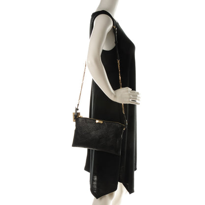 Burberry Signature Grain Calfskin Check Embossed Peyton Crossbody Clutch Bag Black 2 of 8