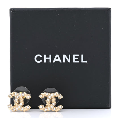 Chanel Crystal Textured CC Earrings Gold 5 of 5