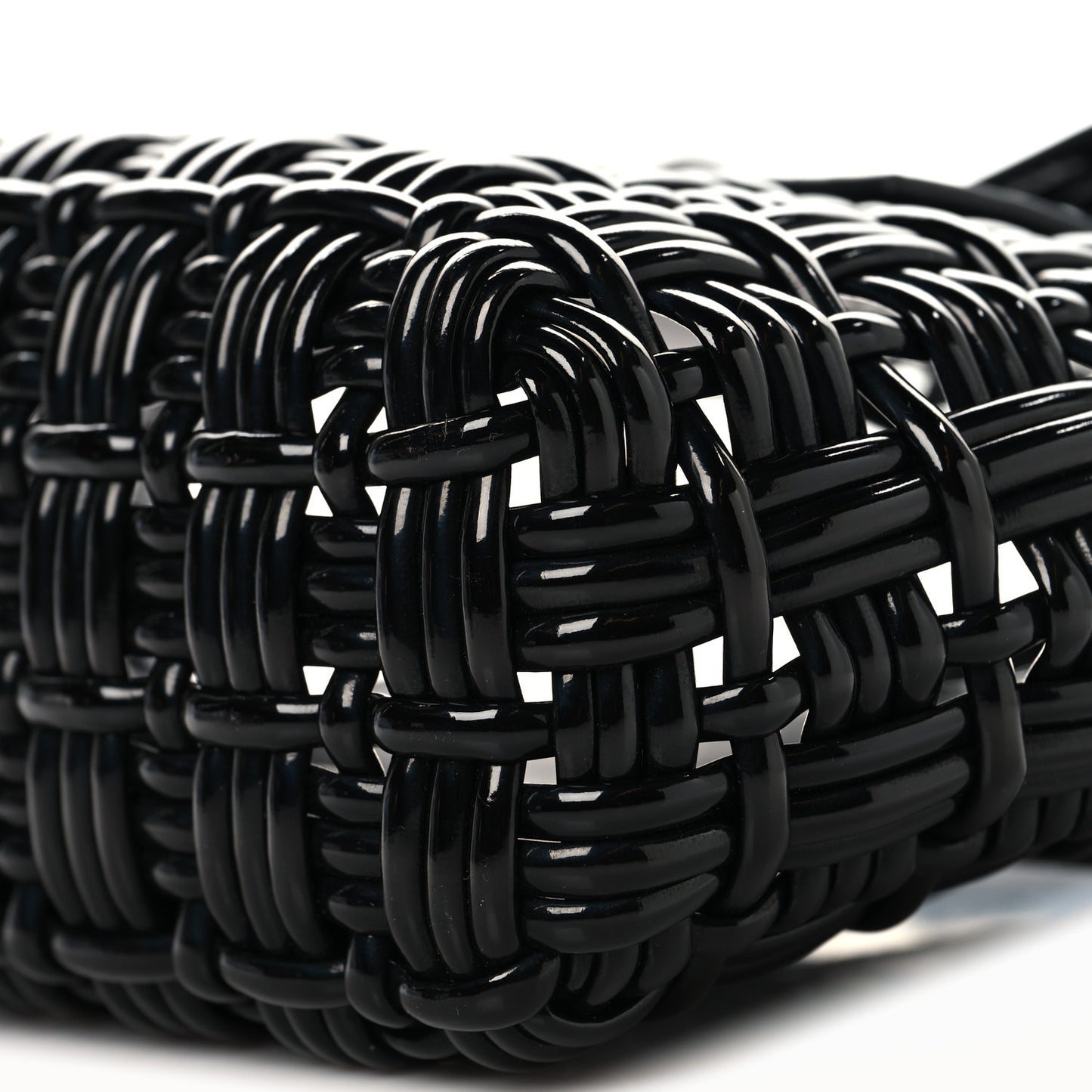 Faux Calfskin Braided Varnished XXS Bistro Basket Black