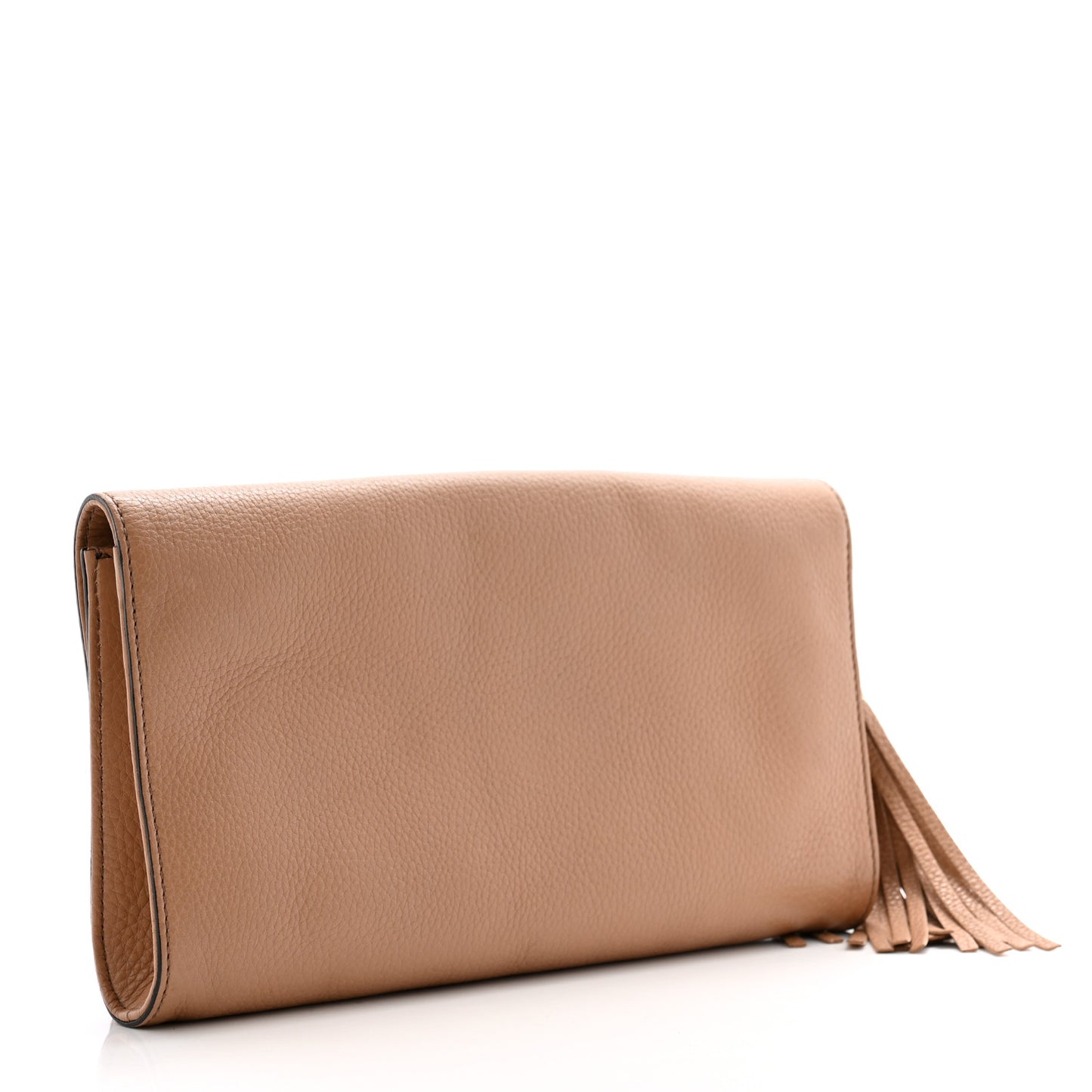 Pebbled Calfskin Medium Soho Clutch Camelia