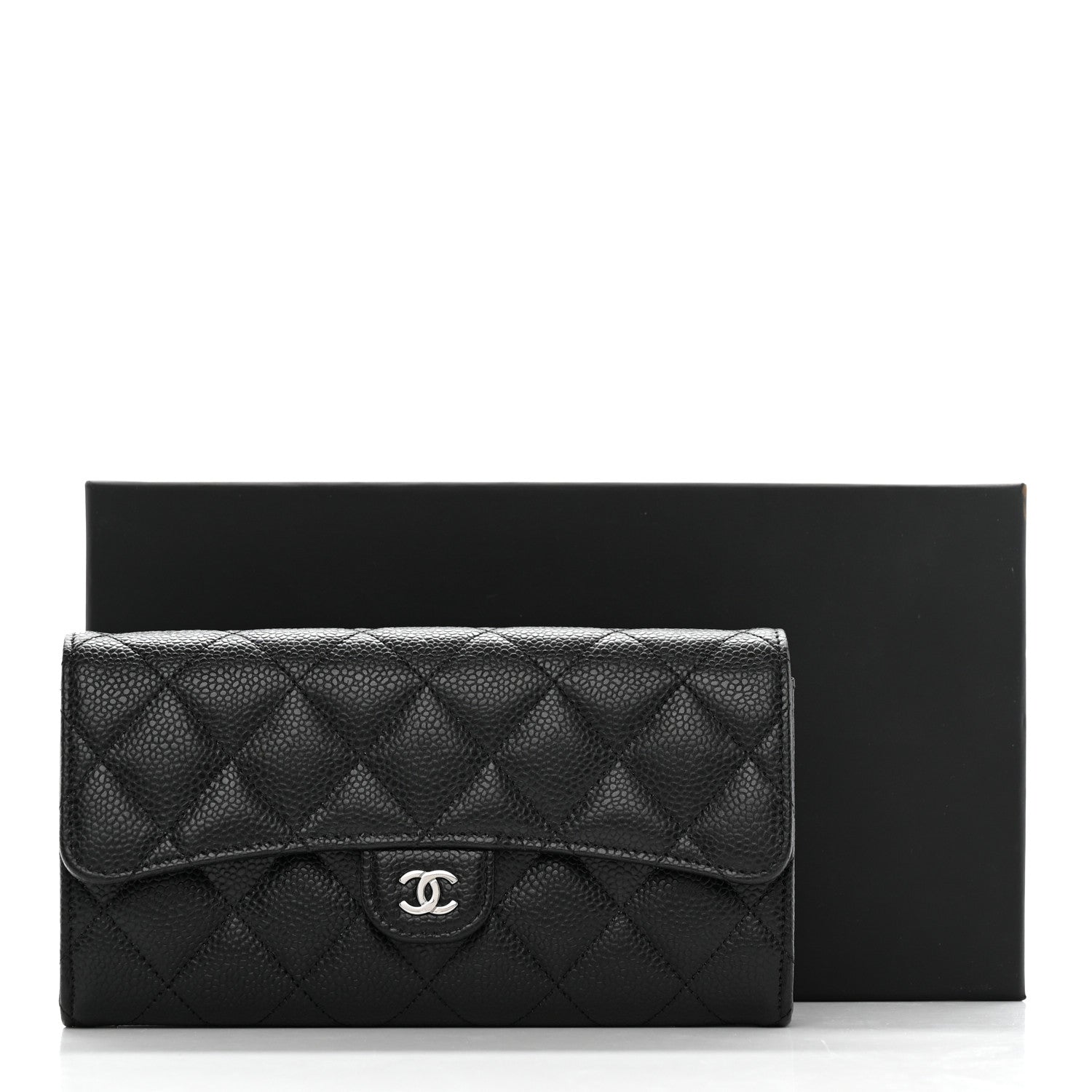 Chanel Caviar Quilted Large Gusset Flap Wallet Black 9 of 9