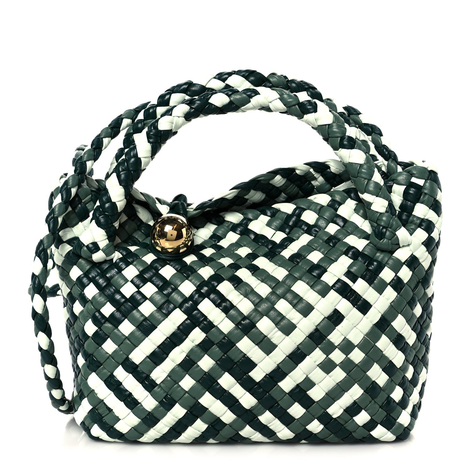 Bottega Veneta Lambskin Intreccio Small Tosca Crossbody Emerald