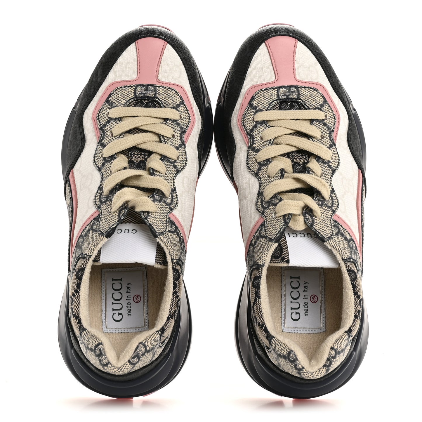 GG Supreme Monogram Mix Monogram Womens Rhyton Sneakers 35.5  Black Blue Wild Rose White Beige