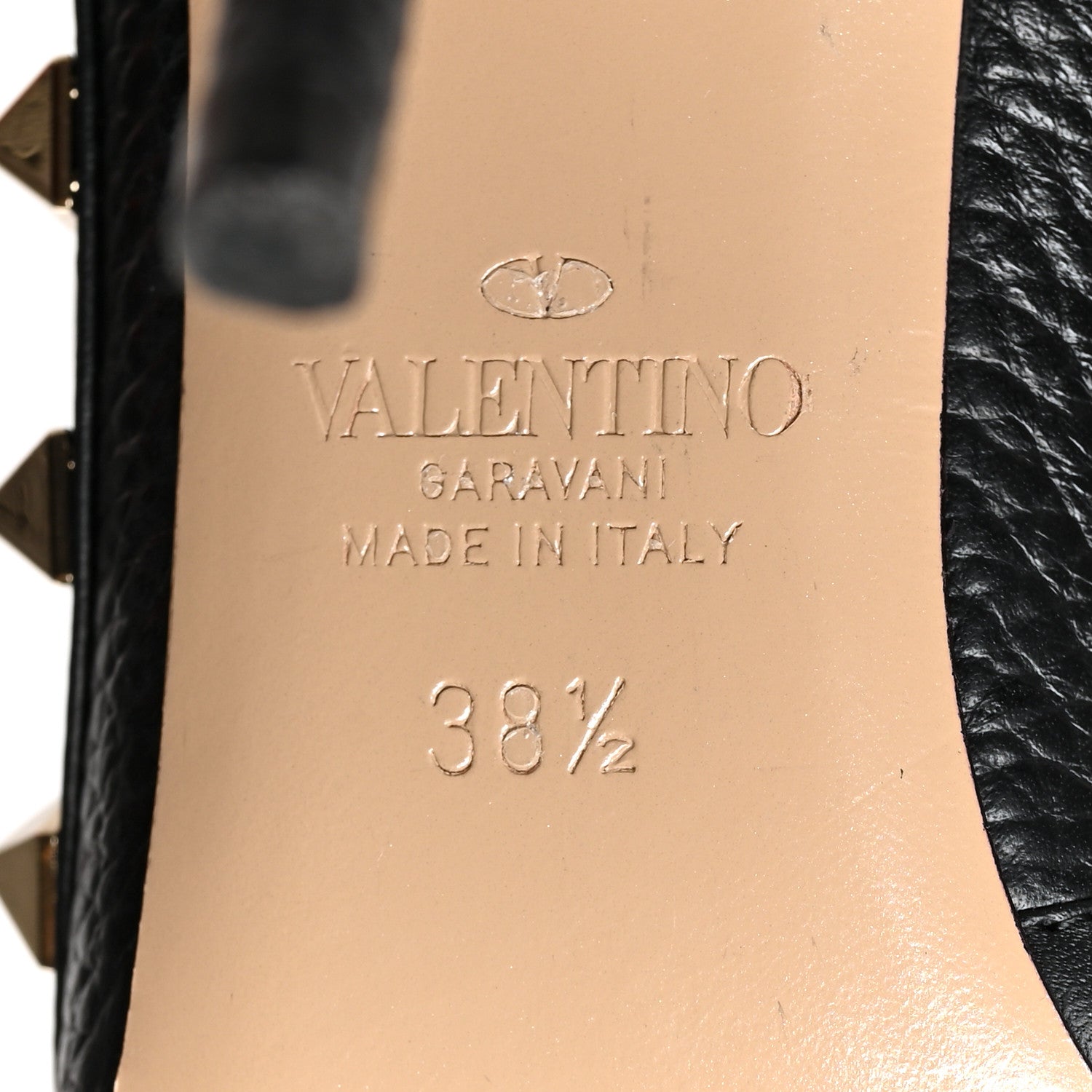 Valentino Garavani Pebbled Calfskin Rockstud Ankle Strap 100mm Pumps 38.5 Black 6 of 8