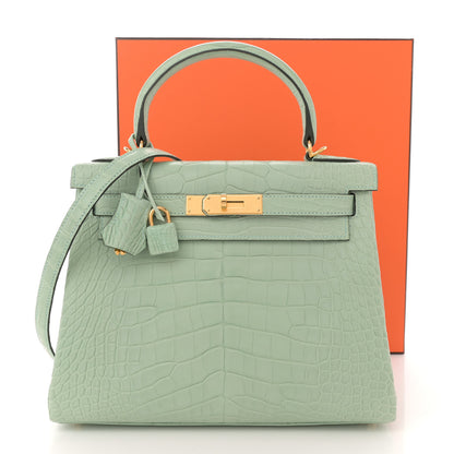 Hermes Matte Alligator Kelly Retourne 28 Vert D'eau 11 of 11