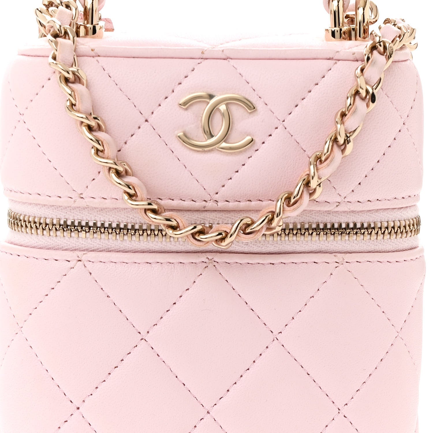 Chanel Lambskin Quilted Vertical Vanity Case With Chain Light Pink 8 of 14