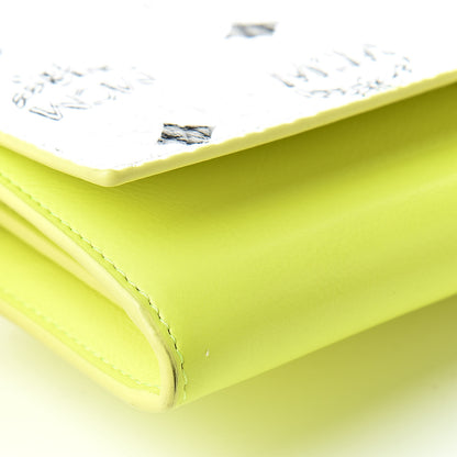 MCM Visetos Grained Calfskin Wilder Flap Wallet White Green 10 of 11