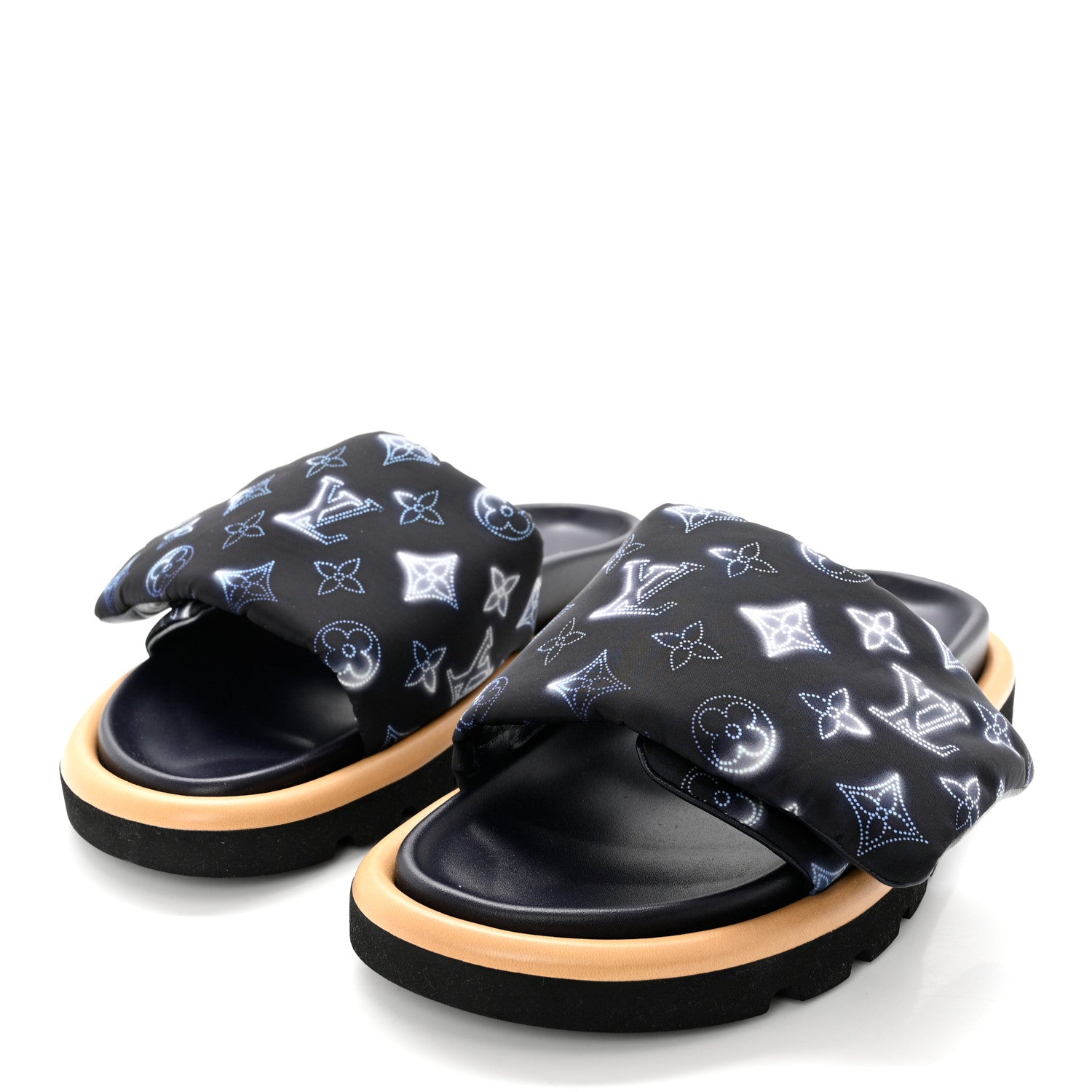 Louis Vuitton Nylon Monogram Womens Pool Pillow Comfort Mules 39 Navy Blue 3 of 9