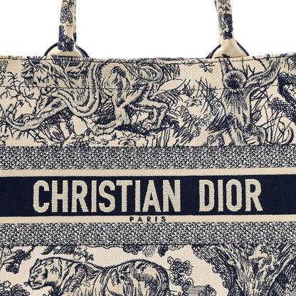 Christian Dior Canvas Embroidered Medium Dioriviera Toile De Jouy Book Tote Blue 7 of 12