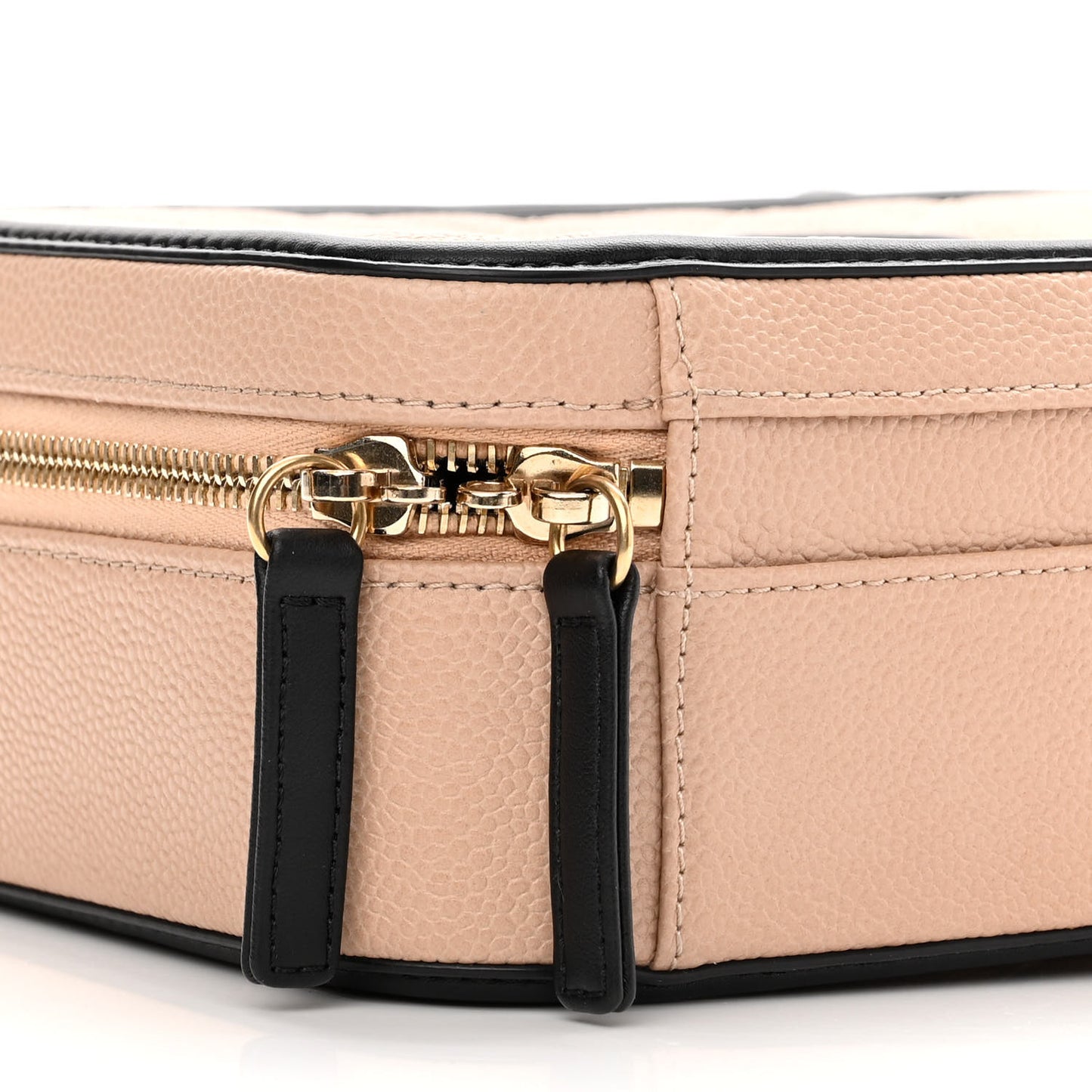 Caviar Quilted Medium CC Filigree Vanity Case Beige Black