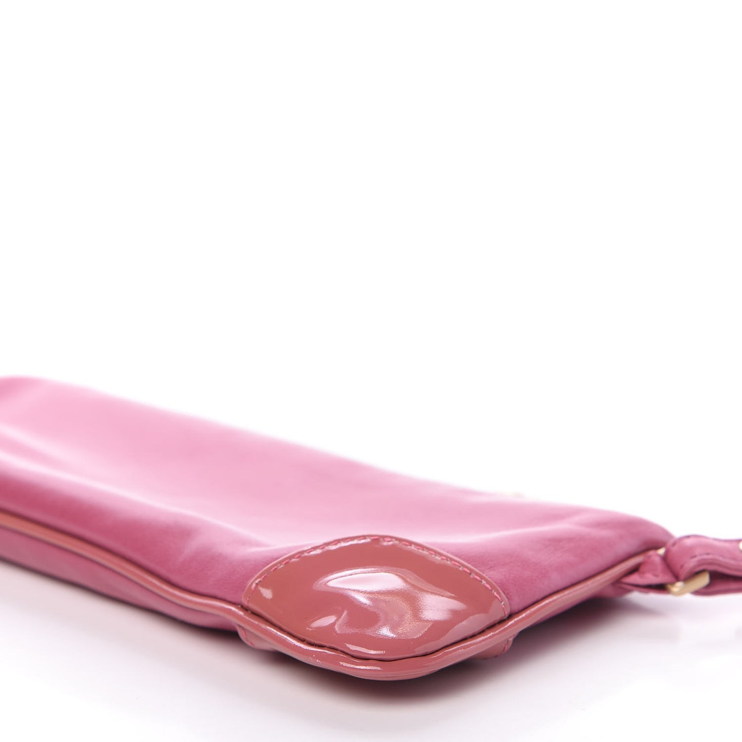 Lambskin Patent Leather Camellia Wristlet Pink