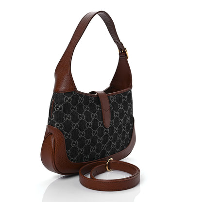 Gucci New Denim GG Monogram Calfskin Small Jackie 1961 Hobo Blue Tea Cuir 3 of 9