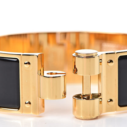 Hermes Enamel Charniere Uni Wide Hinged Bracelet M Black 5 of 6