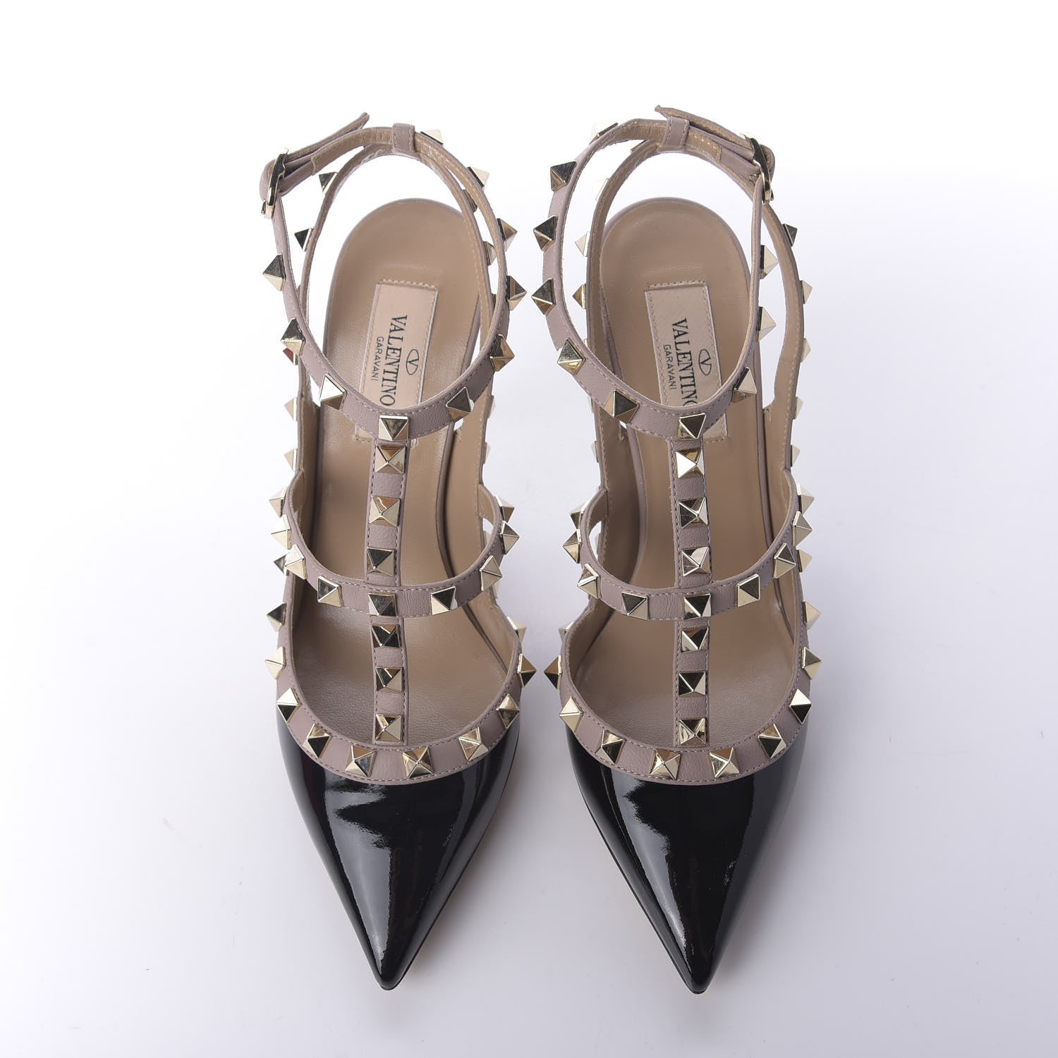 Valentino Garavani Patent Nappa Rockstud Ankle Strap 100mm Pumps 36.5 Black Poudre 6 of 11