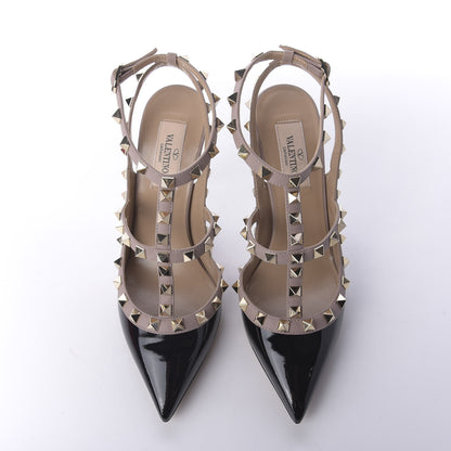 Valentino Garavani Patent Nappa Rockstud Ankle Strap 100mm Pumps 36.5 Black Poudre 6 of 11